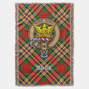 Clan MacGill Crest over Tartan Throw Blanket