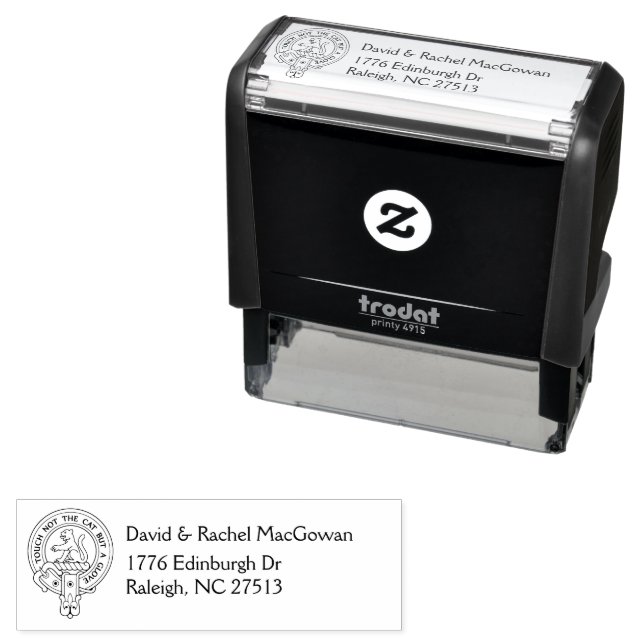 Clan MacGowan Crest & Address Self-inking Stamp (In Situ)