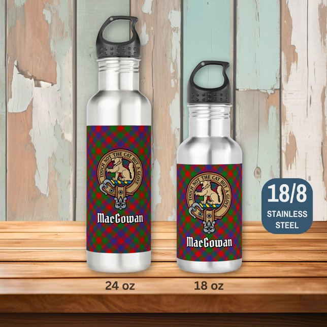 Clan MacGowan Crest over Tartan 710 Ml Water Bottle (Creator Uploaded)