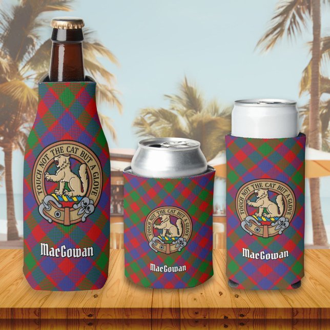 Clan MacGowan Crest over Tartan Bottle Cooler (Creator Uploaded)