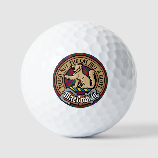 Clan MacGowan Crest over Tartan Golf Balls (Front)