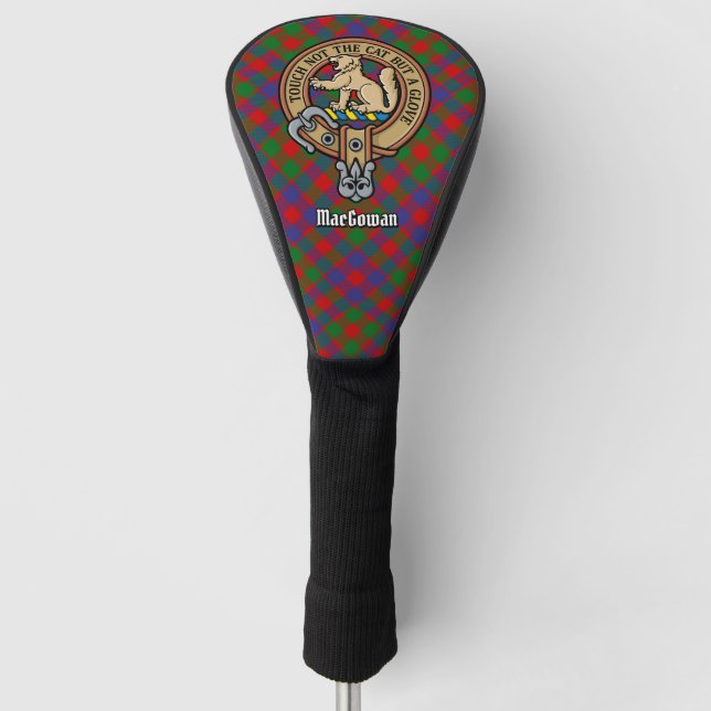 Clan MacGowan Crest over Tartan Golf Head Cover (Front)