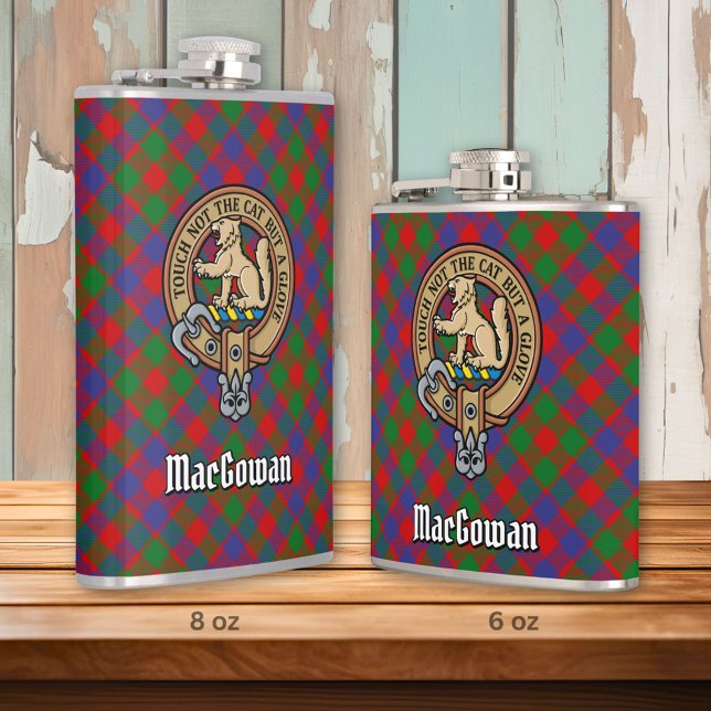 Clan MacGowan Crest over Tartan Hip Flask (Creator Uploaded)