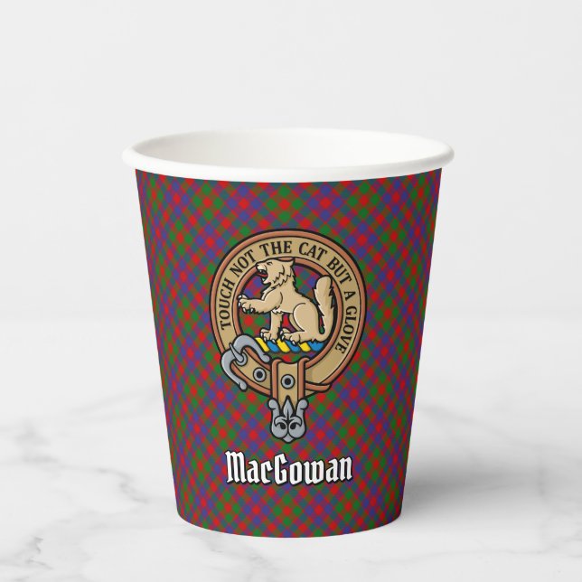 Clan MacGowan Crest over Tartan Paper Cups (Front)