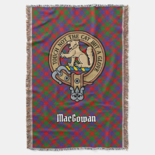 Clan MacGowan Crest over Tartan Throw Blanket