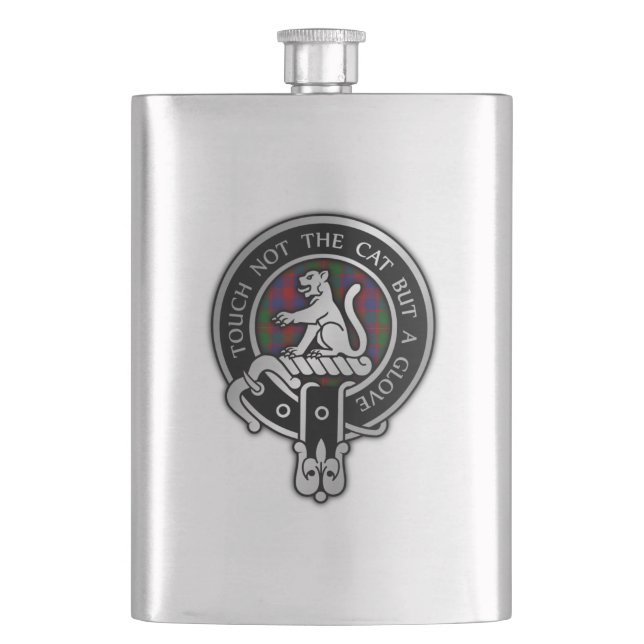 Clan MacGowan Crest & Tartan Hip Flask (Front)