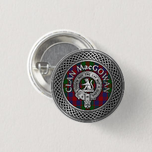 Clan MacGowan Crest & Tartan Knot 3 Cm Round Badge