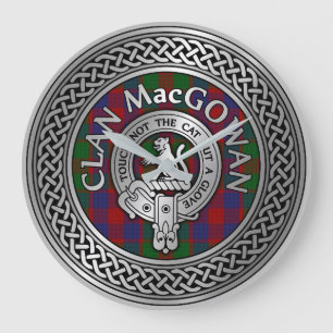 Clan MacGowan Crest & Tartan Knot Large Clock