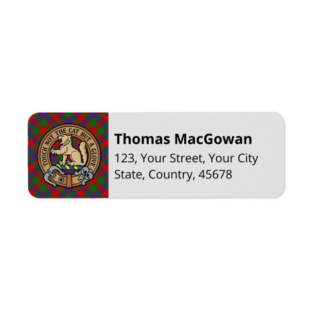 Clan MacGowan Tartan Return Address Label (Front)