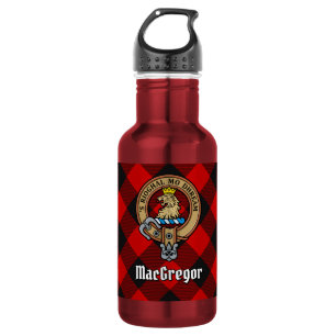 Clan MacGregor Crest over Rob Roy Tartan 532 Ml Water Bottle