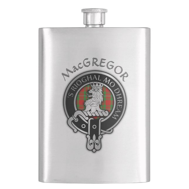 Clan MacGregor Crest & Tartan Flask (Front)