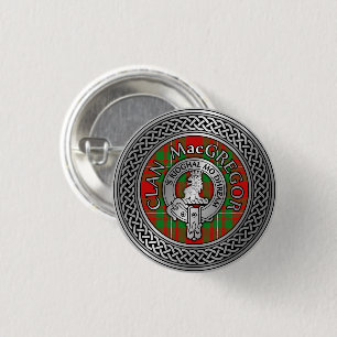 Clan MacGregor Crest & Tartan Knot 3 Cm Round Badge