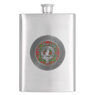 Clan MacGregor Crest & Tartan Knot Hip Flask