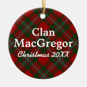 Clan MacGregor Scottish Tartan Ceramic Tree Decoration