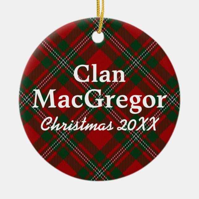 Clan MacGregor Scottish Tartan Ceramic Tree Decoration (Front)