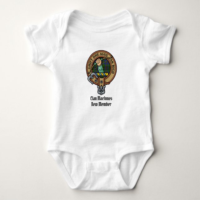 Clan MacInnes Crest over Tartan Baby Bodysuit (Front)