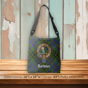 Clan MacInnes Crest over Tartan Crossbody Bag