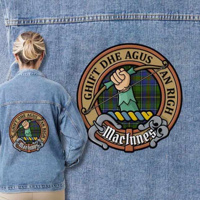Clan MacInnes Crest over Tartan Denim Jacket (Creator Uploaded)