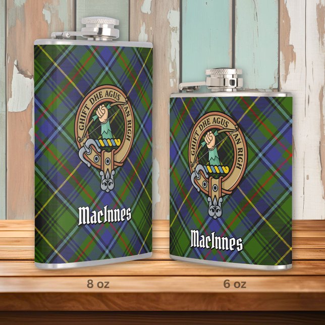 Clan MacInnes Crest over Tartan Hip Flask (Creator Uploaded)