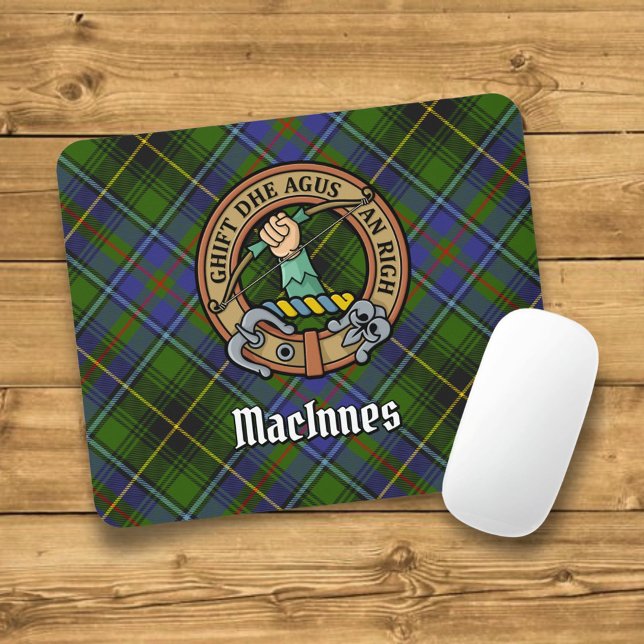 Clan MacInnes Crest over Tartan Mouse Pad (Creator Uploaded)