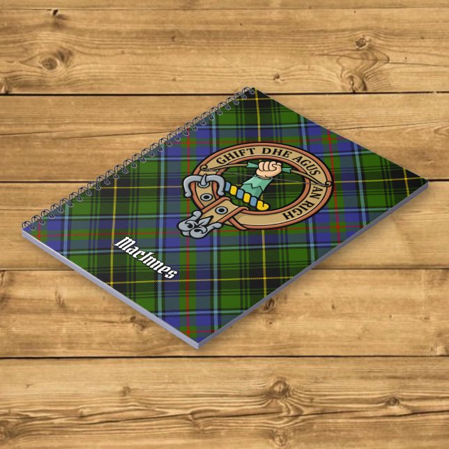 Clan MacInnes Crest over Tartan Notebook (Creator Uploaded)