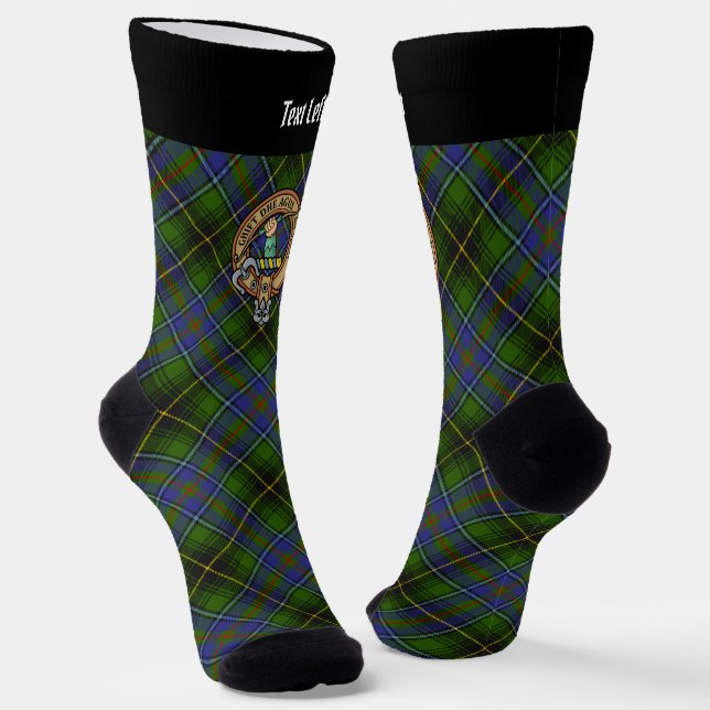 Clan MacInnes Crest over Tartan Socks (Angled)