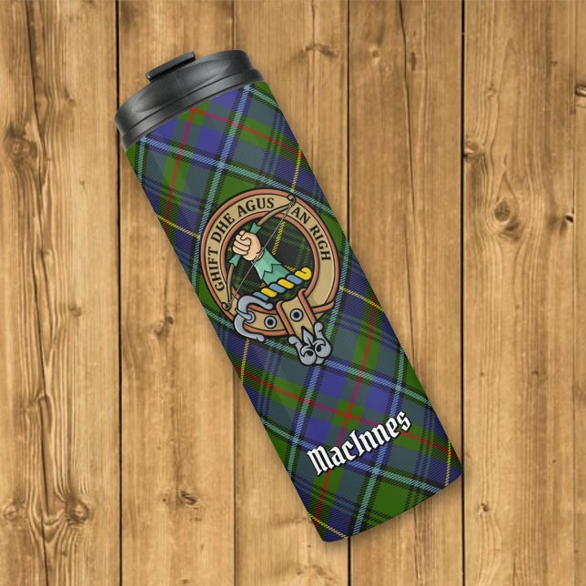 Clan MacInnes Crest over Tartan Thermal Tumbler (Creator Uploaded)