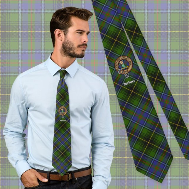 Clan MacInnes Crest over Tartan Tie (Creator Uploaded)