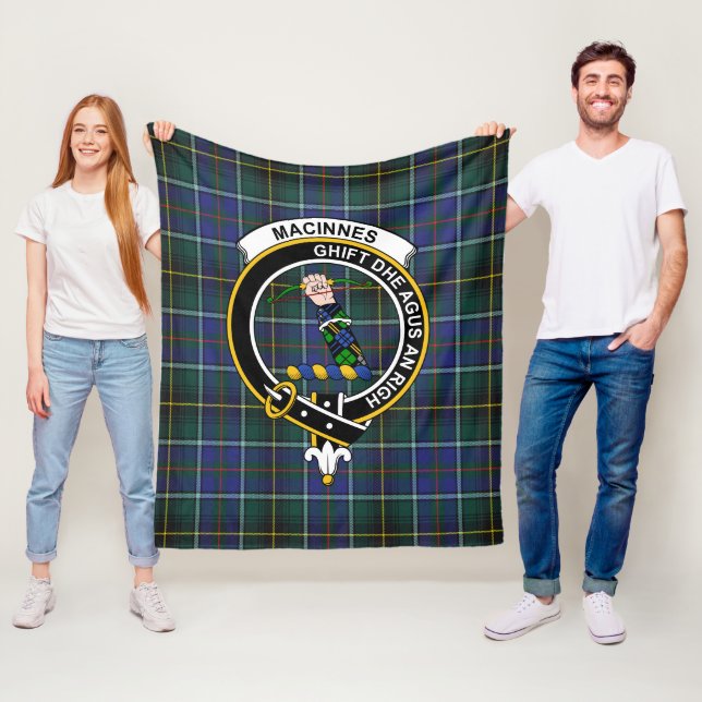 Clan MacInnes Modern Tartan Plaid Fleece Blanket (In Situ)