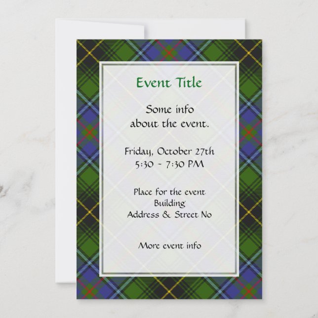 Clan MacInnes Tartan Invitation (Back)