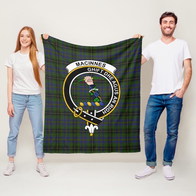 Clan MacInnes Tartan Plaid Fleece Blanket (In Situ)