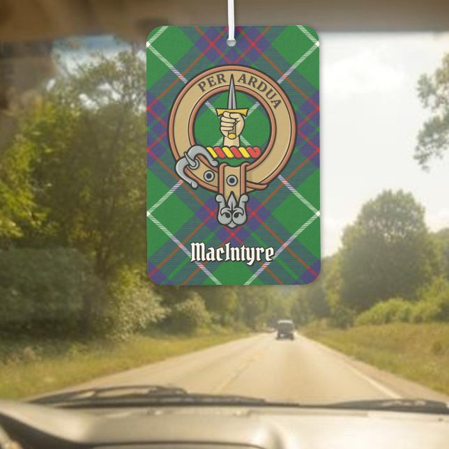 Clan MacIntyre Crest over Hunting Tartan Car Air Freshener (Creator Uploaded)
