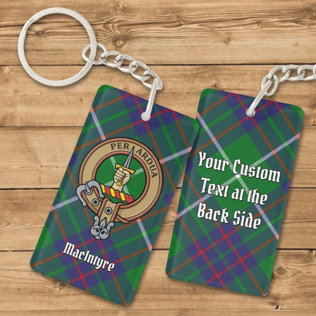 Clan MacIntyre Crest over Hunting Tartan Keychain (Creator Uploaded)