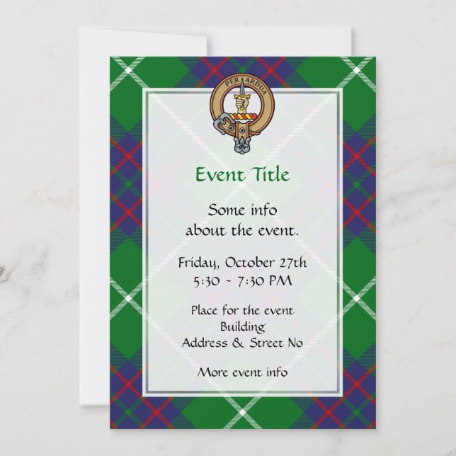 Clan MacIntyre Crest over Tartan Invitation (Front)