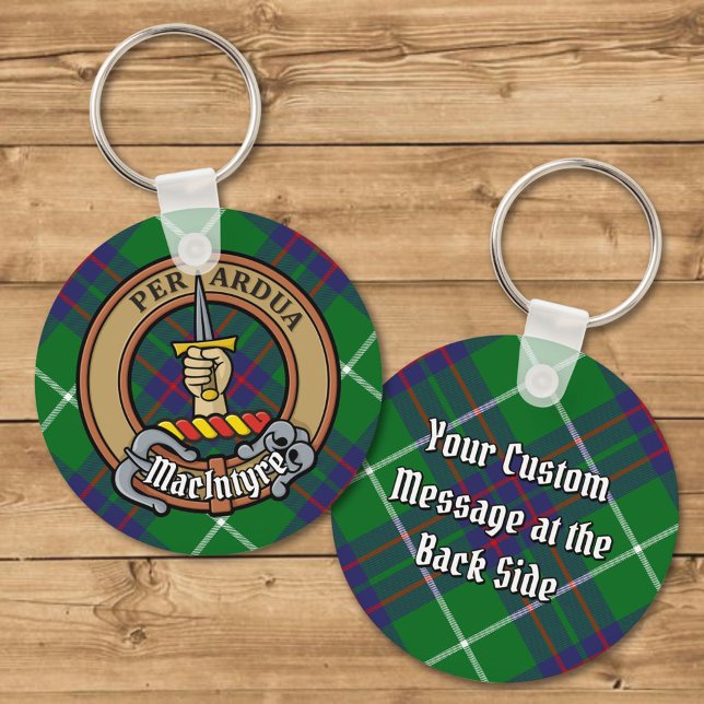 Clan MacIntyre Crest over Tartan Key Ring (Creator Uploaded)