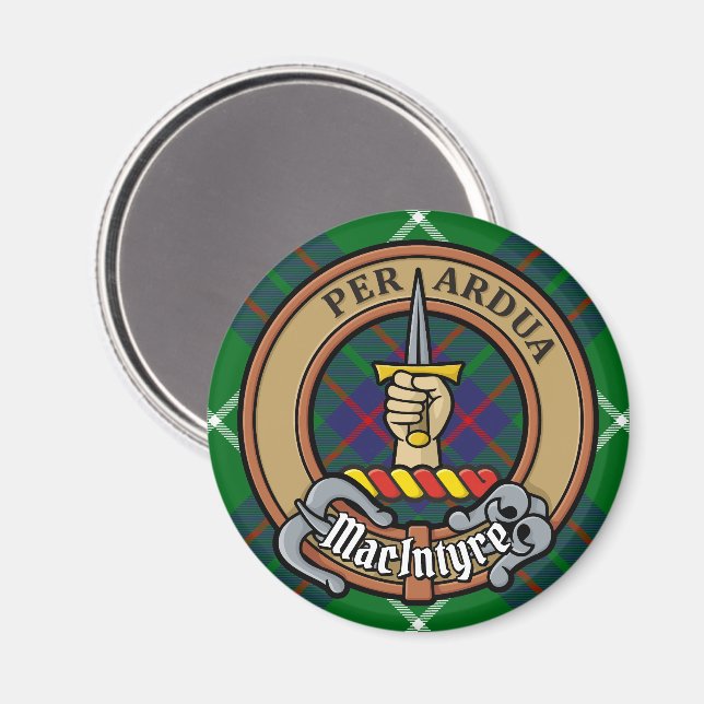 Clan MacIntyre Crest over Tartan Magnet (Front/Back)