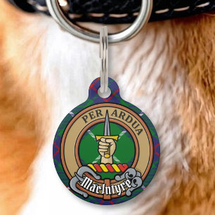 Clan MacIntyre Crest over Tartan Pet Tag