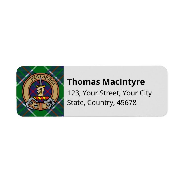 Clan Macintyre Hunting Tartan Label Return Address Label (Front)