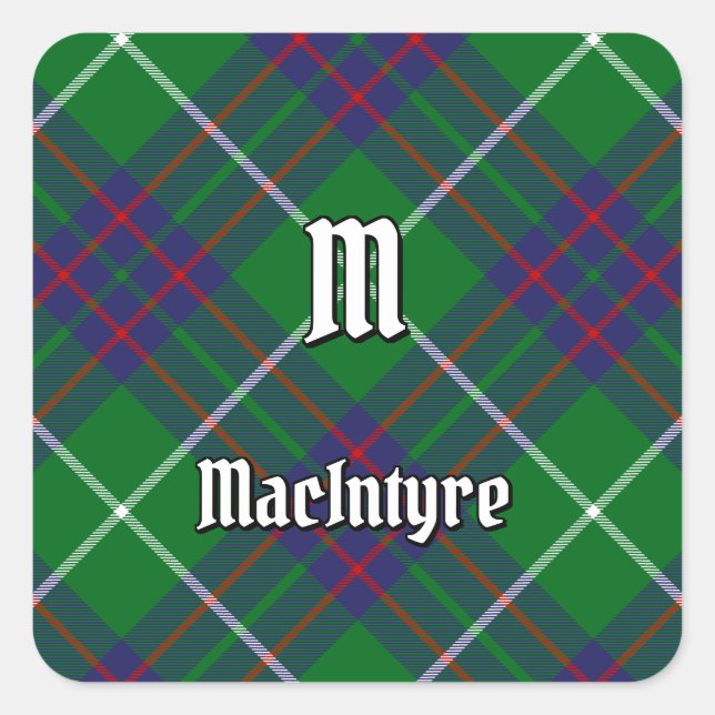 Clan MacIntyre Hunting Tartan Square Sticker (Front)