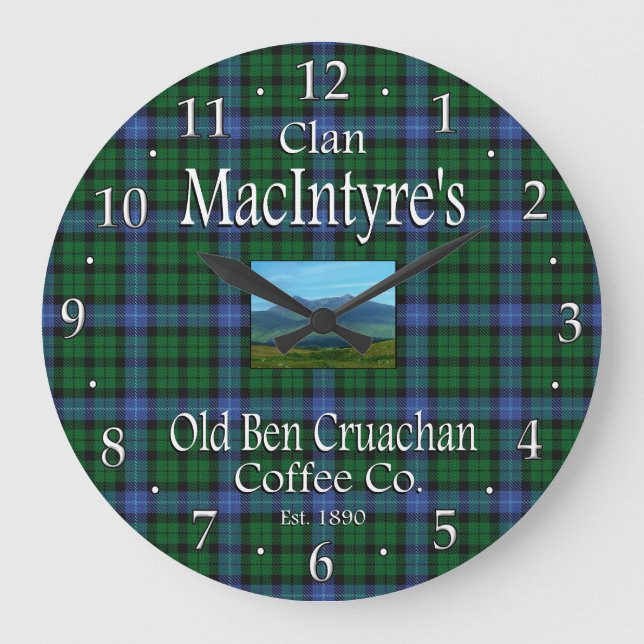 Clan MacIntyre's Old Ben Cruachan Coffee Co. Large Clock (Front)