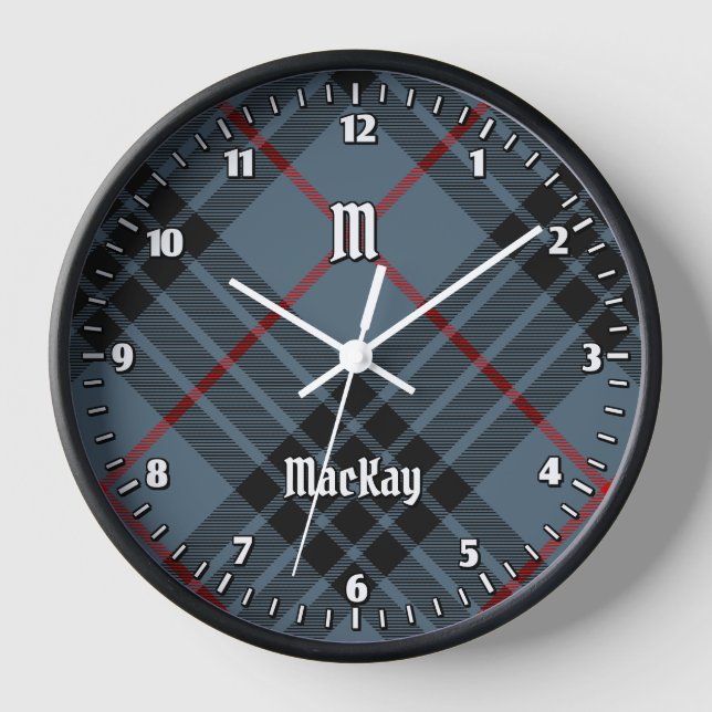 Clan MacKay Blue Tartan Clock (Front)