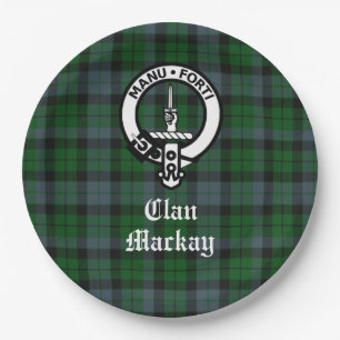 Clan Mackay Crest Badge and Tartan Customisable Paper Plate