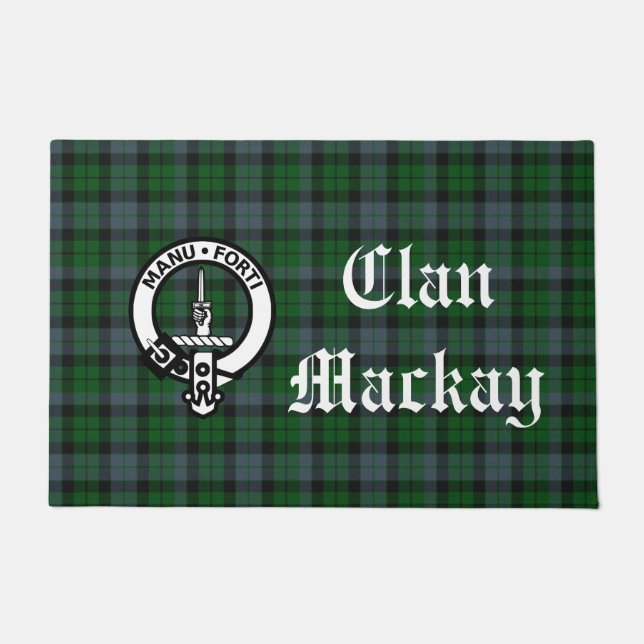 Clan Mackay Crest Badge & Tartan Doormat (Front)