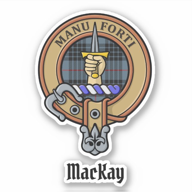 Clan MacKay Crest over Blue Tartan (Front)