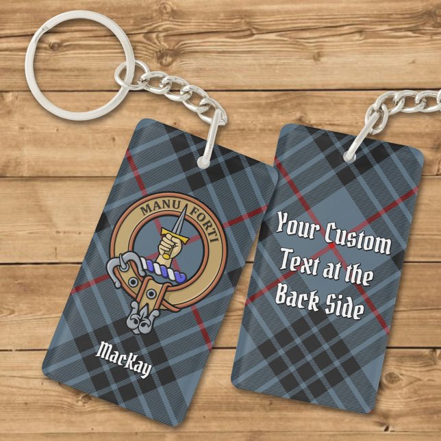 Clan MacKay Crest over Blue Tartan Key Ring (Creator Uploaded)