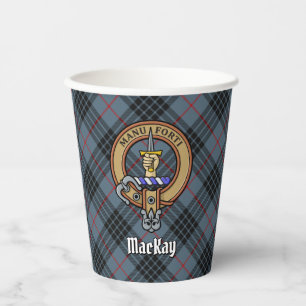 Clan MacKay Crest over Blue Tartan Paper Cups