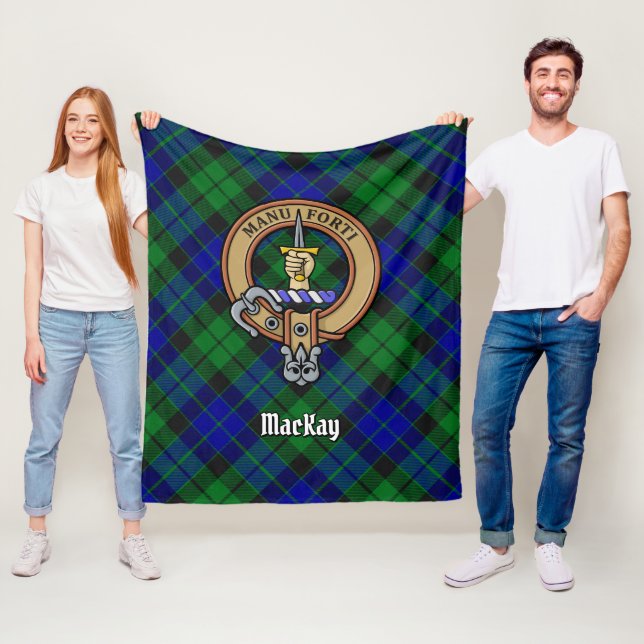 Clan MacKay Crest over Tartan Fleece Blanket (In Situ)