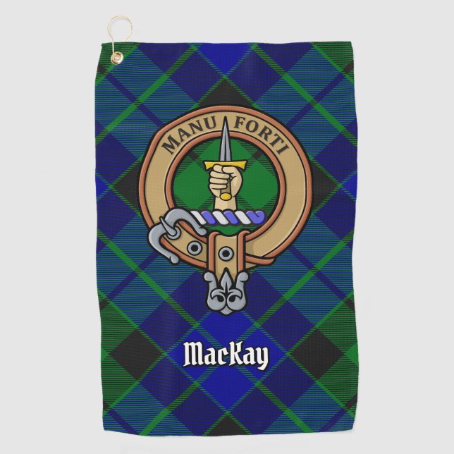 Clan MacKay Crest over Tartan Golf Towel (Front)