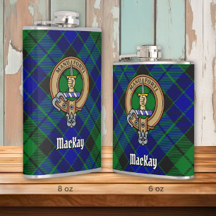 Clan MacKay Crest over Tartan Hip Flask