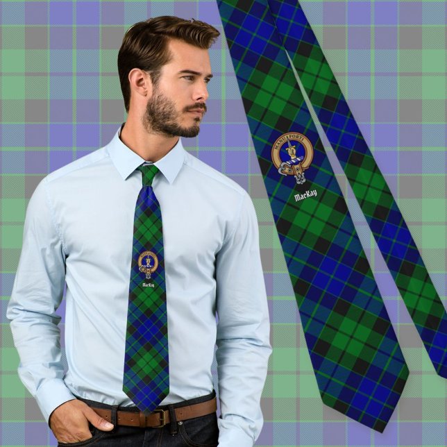 Clan MacKay Crest over Tartan Tie (Creator Uploaded)